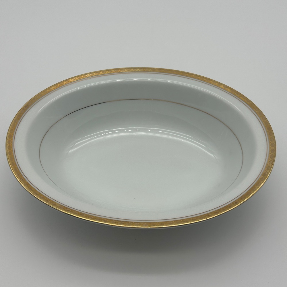Noritake Richmond 6124 Oval Vegetable Serving Bowl Gold Encrusted White China